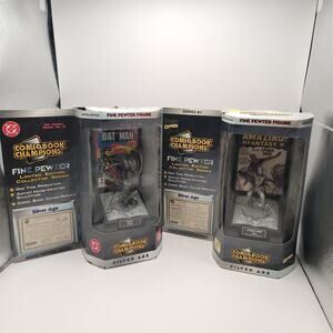 Comic Book Champions Fine Pewter Figure Set DC Robin Marvel Spiderman New in Box
